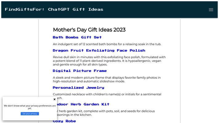 ChatGPT Gift Search