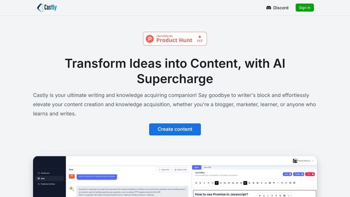 Create and share content with AI blazing fast | Castly