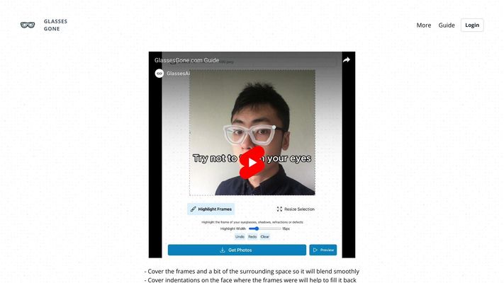 glasses gone - AI glasses removal - eye color change