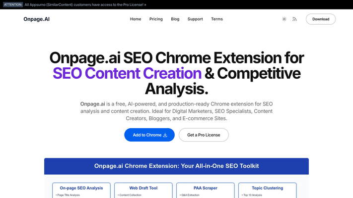 Onpage AI SEO Chrome Extension - Former SimilarContent