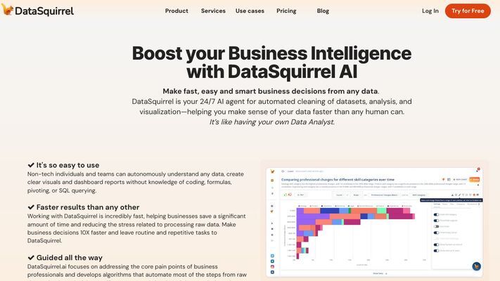 DataSquirrel.ai - Data Analysis for Non-Tech Business Managers. Using AI but Secure.