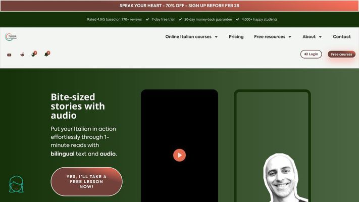 Learn Italian online with audio courses to think in Italian