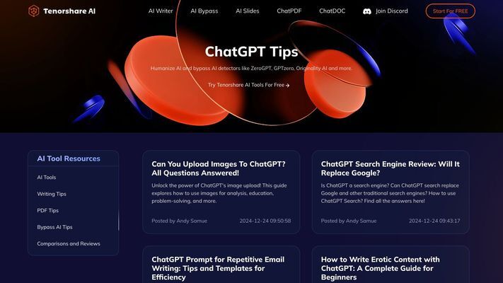 Free AI Writer & Free AI PDF Summarizer & Best Humanize AI Tool and Free AI Presentation Maker | Tenorshare AI