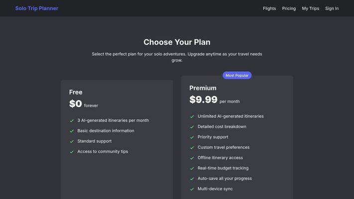 Solo Trip Planner