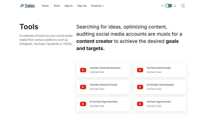 AI Tools Assistants for Social Media - Tubtic