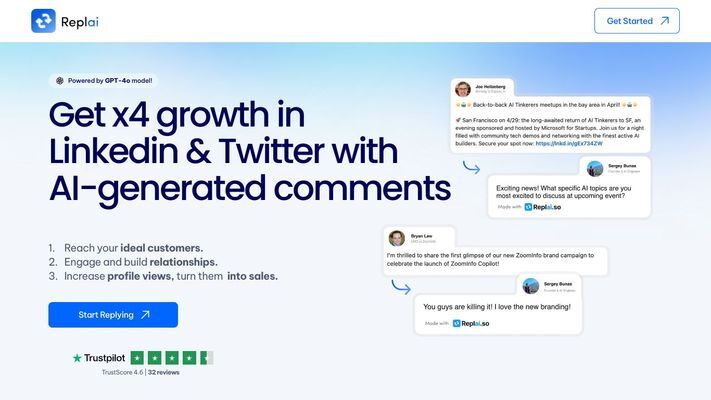 Replai.so - 1-click AI comments for Twitter & LinkedIn