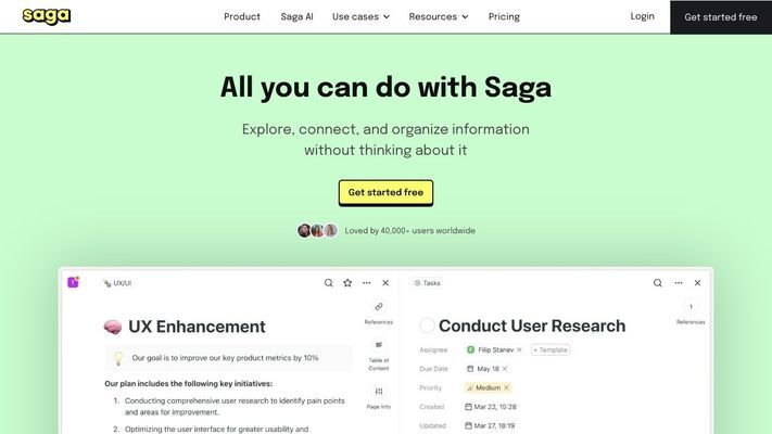 Saga - AI workspace for your notes, docs, and tasks