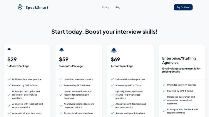 SpeakSmart. AI-powered mock interviews.