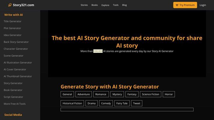 Story321.com - Story AI for writers and storytellers | Free AI Story Generator