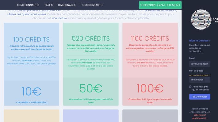 Connexion | Le Scribouillard - Rédaction SEO par IA