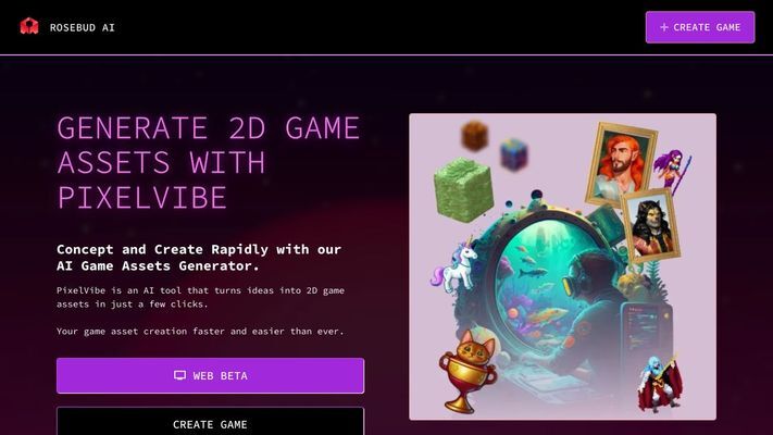 AI Game Assets Generator: PixelVibe by Rosebud AI