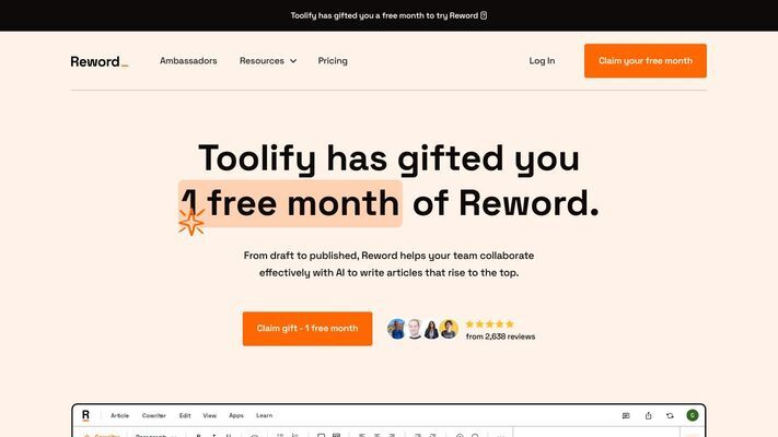 Claim your free month | Reword