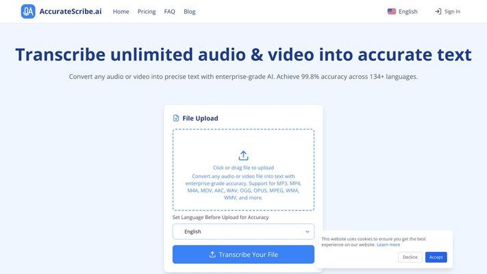 Transcribe Unlimited Audio & Video into Accurate Text Online for Free