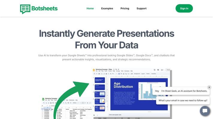 Botsheets - Instantly Generate Presentations From Your Data