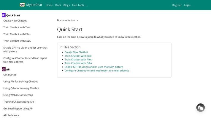 MyBot.Chat - build chatbot from website content, PDF document, and text, without coding
