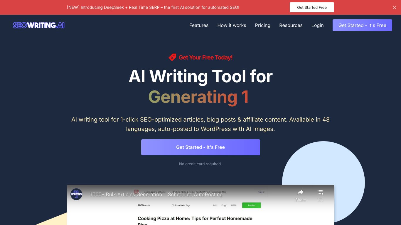 SEO WRITING - AI Writing Tool for 1-Click SEO Articles