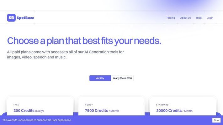 Spotbuzz | Create AI Images, Videos, Music, and Speech