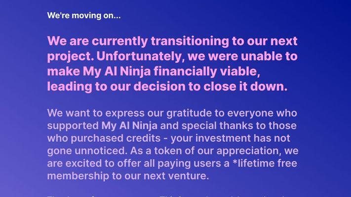 My AI Ninja - Moving On