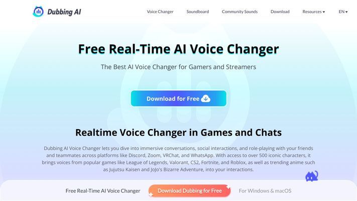 Dubbing AI- AI Voice Changer For Gamers and Streamers