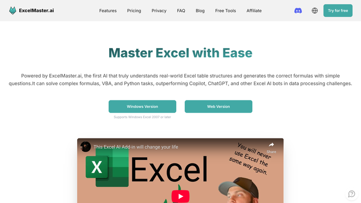 AI Excel Bot | AI formula and VBA generator (better accuracy than ChatGPT) | ExcelMaster.ai