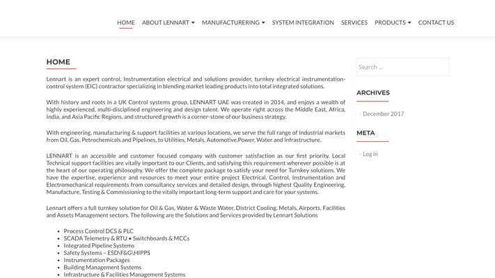 LENNART PROCESS INSTRUMENTATION AND AUTOMATION SYSTEMS