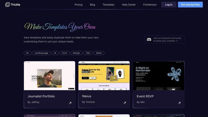 Trickle AI - Build stunning websites, AI apps, and forms with ease.