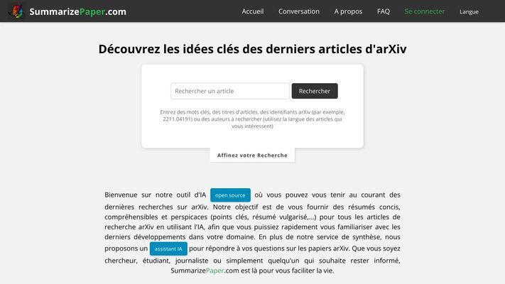 AI-Powered arXiv Paper Summarization - Ask questions about a Paper