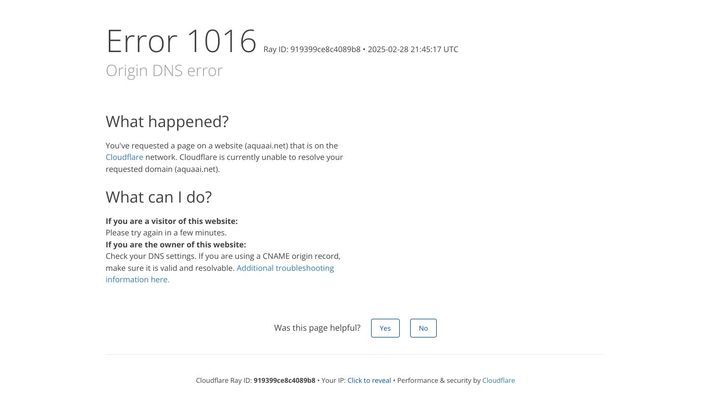 Origin DNS error