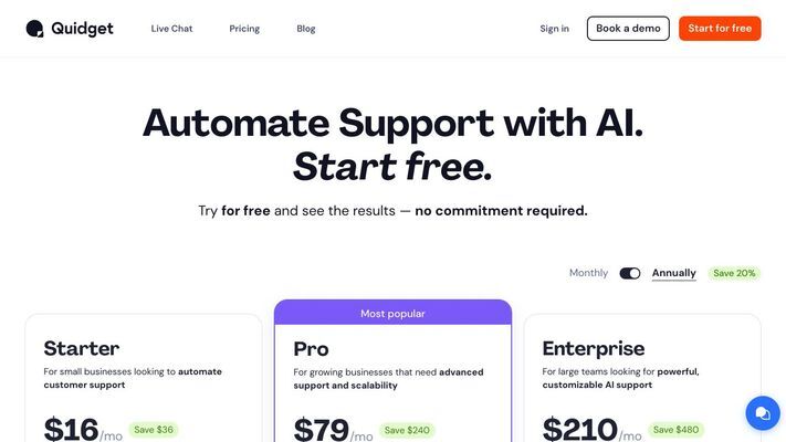 Quidget | Train AI Chatbots with Your Data for 24/7 Customer Support