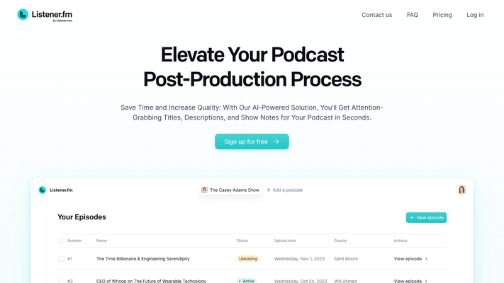 Listener.fm - Instantly enhance your podcast with AI