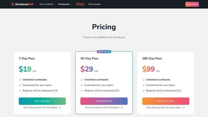 WorkbookPDF: Personalized Language Workbooks with AI