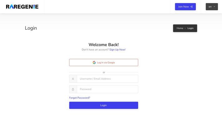 Login - Raregenie