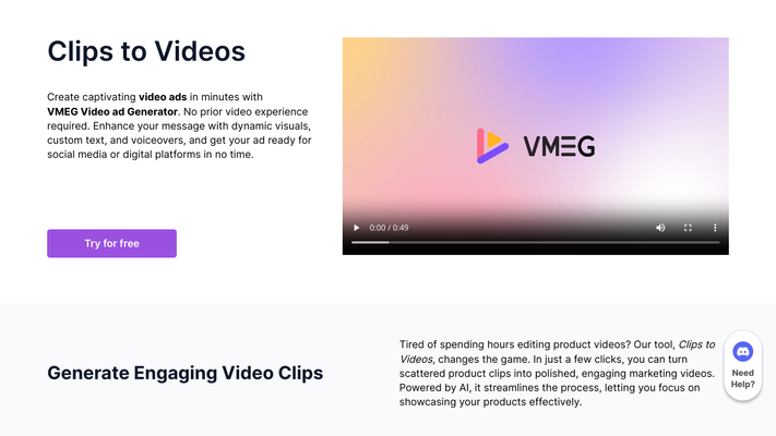 Clips to Videos: Create Video ads Easily - VMEG
