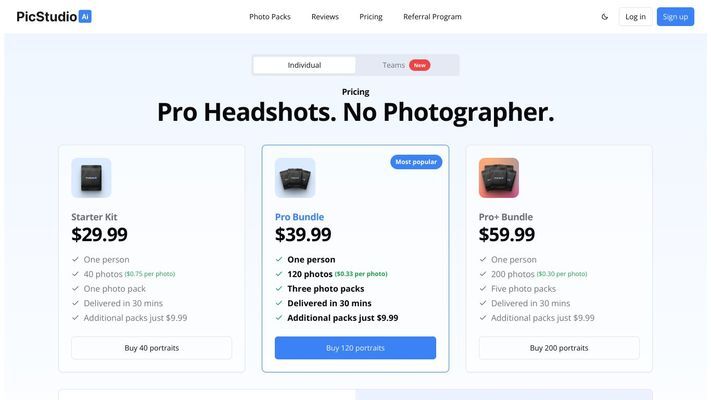 PicStudio.AI: Pro portraits created with AI