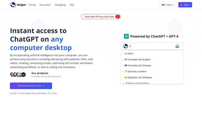 Ai Helper - Free ChatGPT MacOS/Windows/Linux client