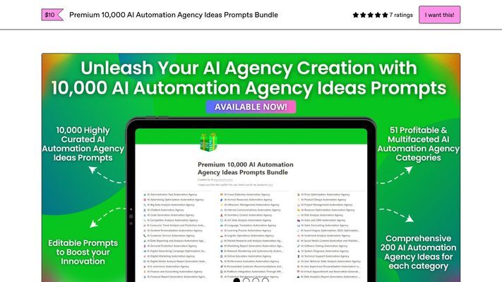 10,000 AI Automation Agency Ideas Prompts Bundle