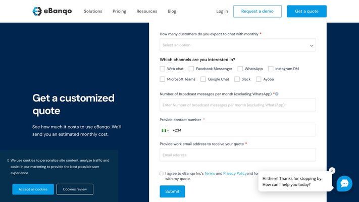 eBanqo | Conversational AI platform for Sales and Support