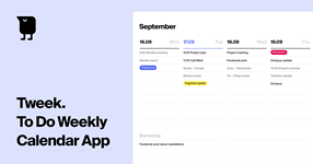 Tweek Calendar — Minimal To Do list and Weekly Task Planner App