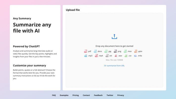 AnySummary - Summarize any file with AI.