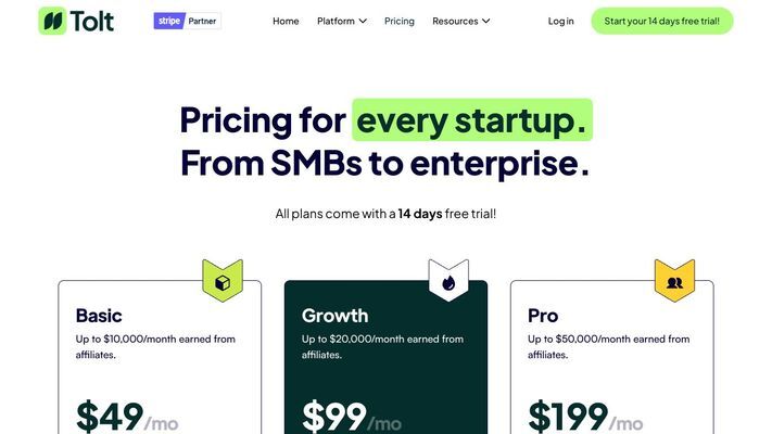 Tolt - Affiliate Marketing Software for SaaS Startups