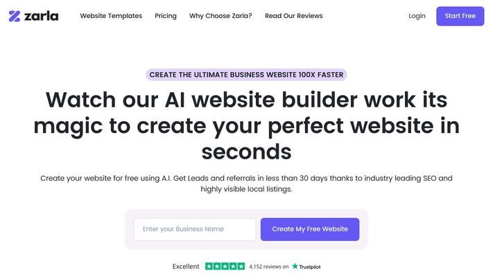 Zarla AI Website Builder - Create Your Website 100x Faster