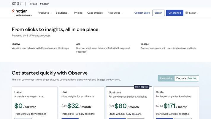 Hotjar: Website Heatmaps & Behavior Analytics Tools