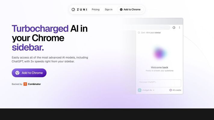 Zuni - Turbocharged AI in your Chrome sidebar