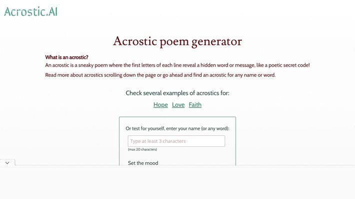 Acrostic poem generator