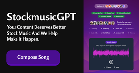 StockmusicGPT - Instant Royalty-Free Stock Music, Sound Effects & Song Covers, Generated By AI.