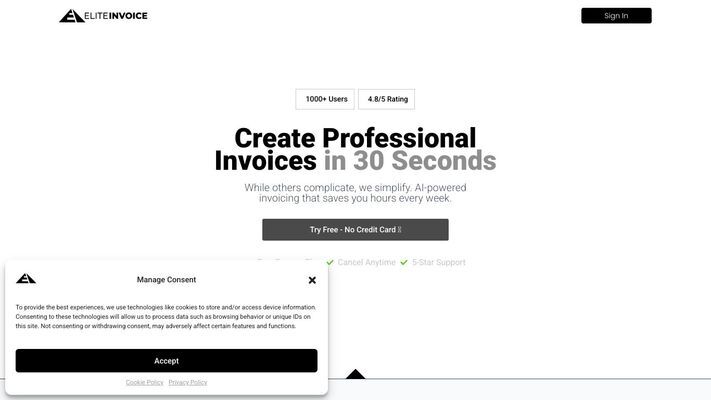 EliteInvoice Landing Page - EliteInvoice