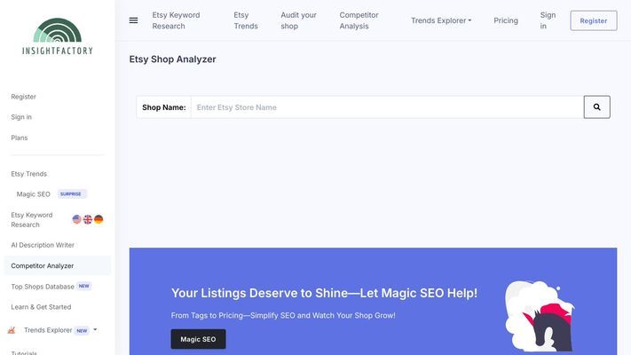InsightFactory | Increase Etsy Sales, find trends and better tags